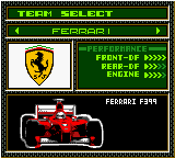 F1 World Grand Prix II for Game Boy Color (Game Boy Color) screenshot: Team select.