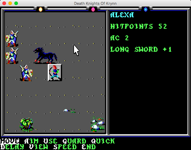 Advanced Dungeons & Dragons: Collectors Edition Vol.2 (Macintosh) screenshot: Death Knights of Krynn (GOG version) - Battle while using smooth filter on the original pixel art