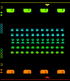 Space Invaders II (Arcade) screenshot: Start of two player game