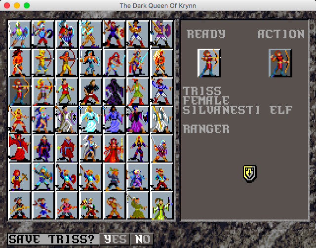Advanced Dungeons & Dragons: Collectors Edition Vol.2 (Macintosh) screenshot: The Dark Queen of Krynn (GOG version) - Selecting character battle icon for newly created character