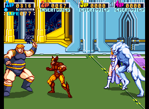 X-Men (Arcade) screenshot: 3 bosses on one screen! Great!