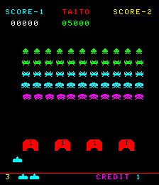 Space Invaders: Part II (Arcade) screenshot: Starting out (Space Invaders: Part II)