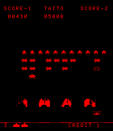 Space Invaders: Part II (Arcade) screenshot: Getting shot (Space Invaders: Part II)