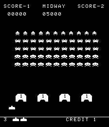 Space Invaders: Part II (Arcade) screenshot: Starting out (Deluxe Space Invaders)