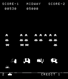 Space Invaders: Part II (Arcade) screenshot: Dying (Deluxe Space Invaders)