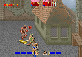 Golden Axe (Arcade) screenshot: In village