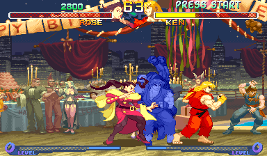 Street Fighter Alpha 2 (Arcade) screenshot: Ken miss with Super Combo