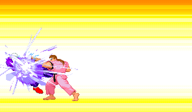 Street Fighter Alpha 2 (Arcade) screenshot: Dan can into Super Combo Finish