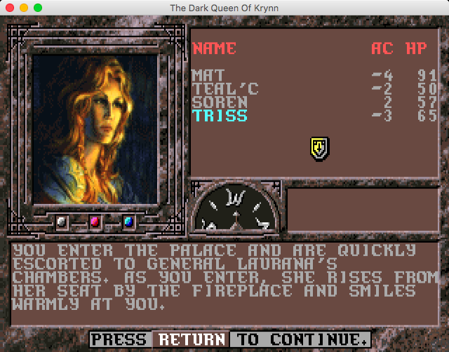 Advanced Dungeons & Dragons: Collectors Edition Vol.2 (Macintosh) screenshot: The Dark Queen of Krynn (GOG version) - Visiting General Laurana
