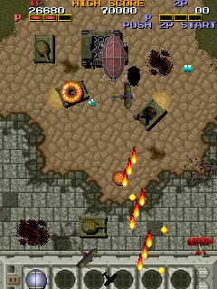 Fire Shark (Arcade) screenshot: Avoid fire