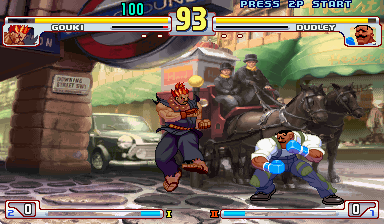 Street Fighter III: 3rd Strike (Arcade) screenshot: Akuma (Gouki) vs Dudley
