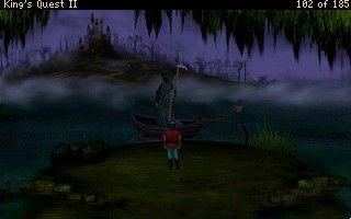 King's Quest II: Romancing the Stones (Windows) screenshot: Is this the only boat to the castle?