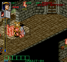 Gate of Doom (Arcade) screenshot: Female wizard uses flames