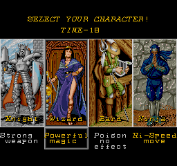 Gate of Doom (Arcade) screenshot: Character Select