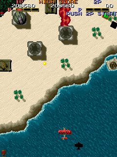 Fire Shark (Arcade) screenshot: I kill all enemies, and I'll make great place for vacation