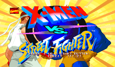 X-Men vs. Street Fighter (Arcade) screenshot: Title screen