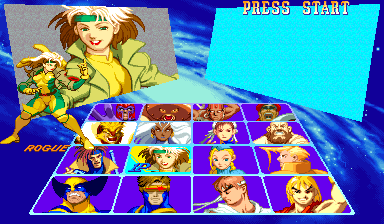 X-Men vs. Street Fighter (Arcade) screenshot: Character select