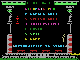 Dynamite Dan (MSX) screenshot: Title screen