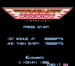 Gradius (Arcade) screenshot: Title screen