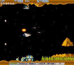Gradius (Arcade) screenshot: Levitating mountain