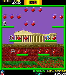 Bomb Jack (Arcade) screenshot: Round Two.