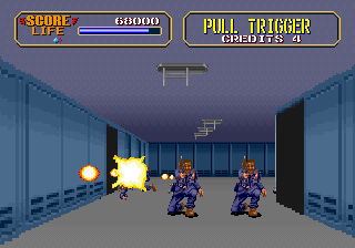 Line of Fire (Arcade) screenshot: Blue suits