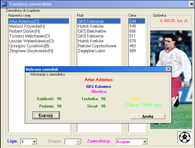 Liga Polska Manager '97 (Windows) screenshot: Players transfers