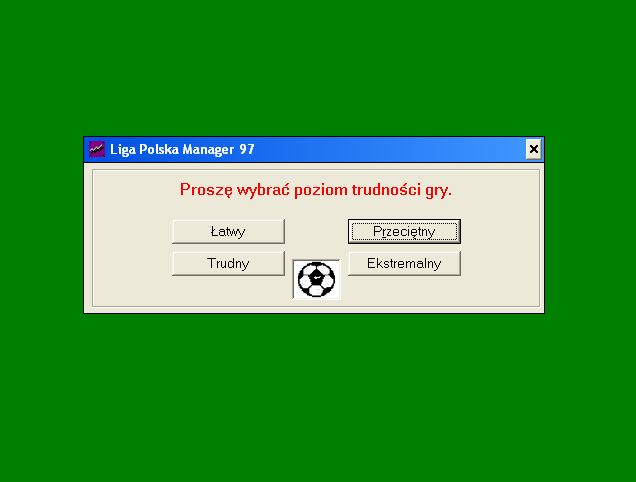 Liga Polska Manager '97 (Windows) screenshot: Difficulty level choice