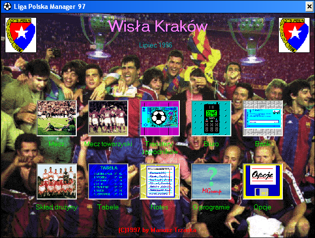 Liga Polska Manager '97 (Windows) screenshot: Main menu