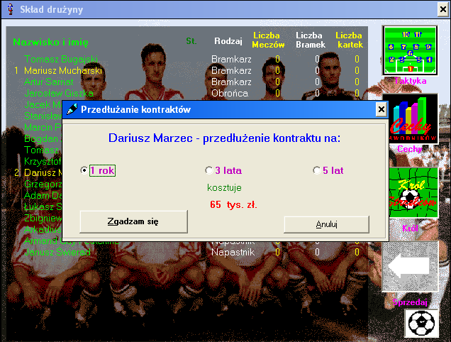 Liga Polska Manager '97 (Windows) screenshot: Contract negotiations
