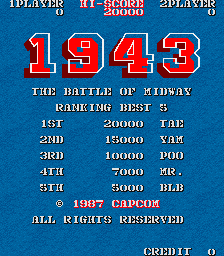 1943: The Battle of Midway (Arcade) screenshot: Title Screen.