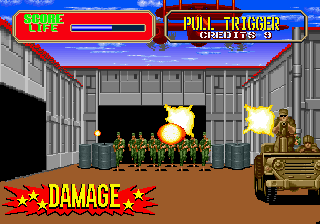 Line of Fire (Arcade) screenshot: Enemies in car