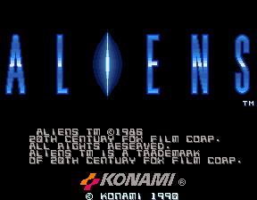 Aliens (Arcade) screenshot: Title Screen.