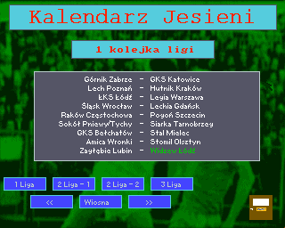 Liga Polska Manager '95 (Amiga) screenshot: Matches schedule
