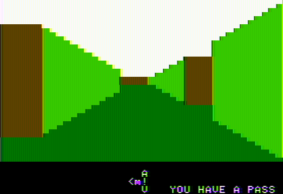 Escape! (Apple II) screenshot: Starting out with a pass