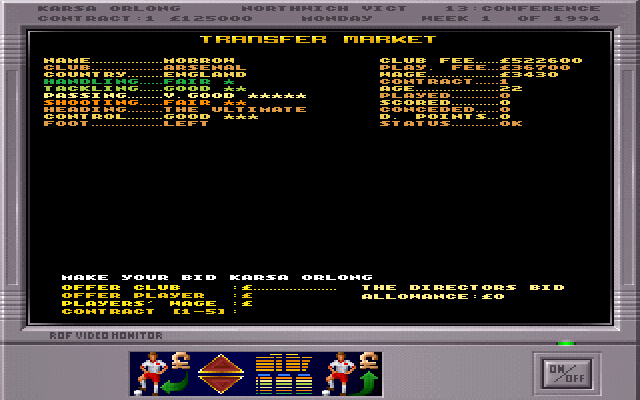 Premier Manager 3 (DOS) screenshot: Offer contract
