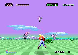Space Harrier (Arcade) screenshot: Keep going.