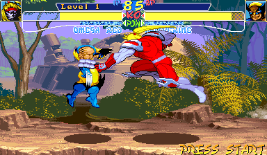 X-Men: Children of the Atom (Arcade) screenshot: Air Duel