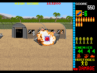 Operation Wolf (Arcade) screenshot: Armoured vehicle exploded