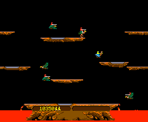 Joust (Arcade) screenshot: Battle in progress