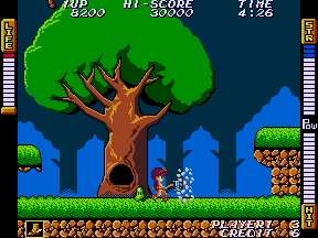 Athena (Arcade) screenshot: Smash enemies with hammer