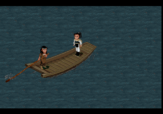 Xianjian Qixia Zhuan (SEGA Saturn) screenshot: Going to the island.