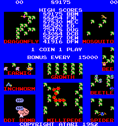 Millipede (Arcade) screenshot: Title Screen.