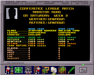 Premier Manager 3 (Amiga) screenshot: Next match overview
