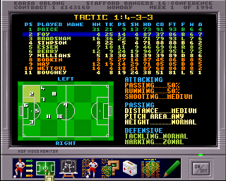 Premier Manager 3 (Amiga) screenshot: Tactics