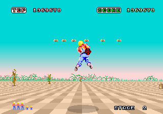 Space Harrier (Arcade) screenshot: Another wave.