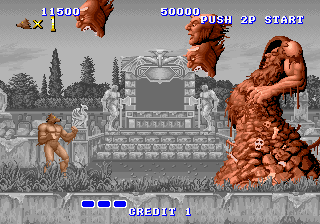 Altered Beast (Arcade) screenshot: End of level boss.