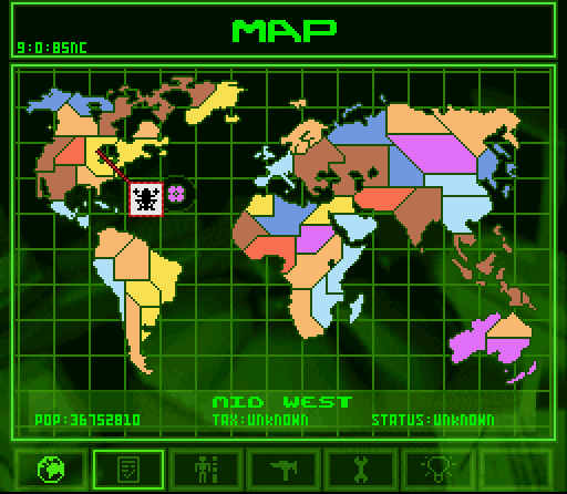 Syndicate (SNES) screenshot: Selecting zone to play