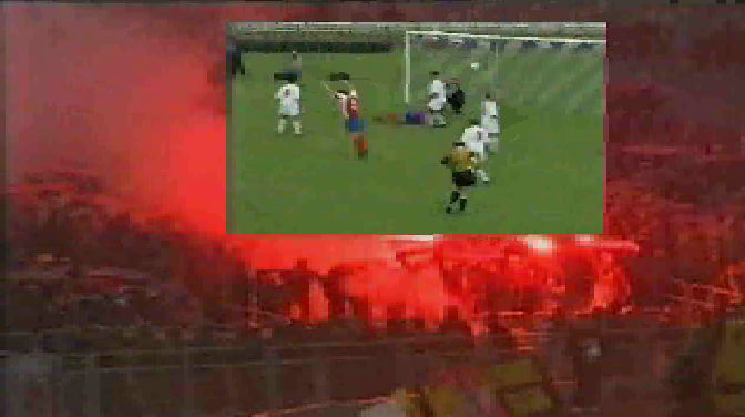 Liga Polska Manager '98 (Windows) screenshot: Flares in the stands