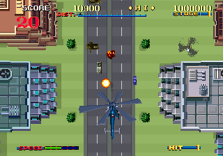 ThunderBlade (Arcade) screenshot: Top-Down view.